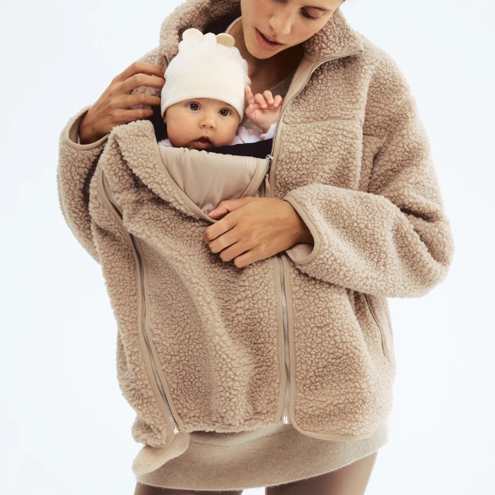 H&M Beige Sherpa Babywearing Puffer Jacket